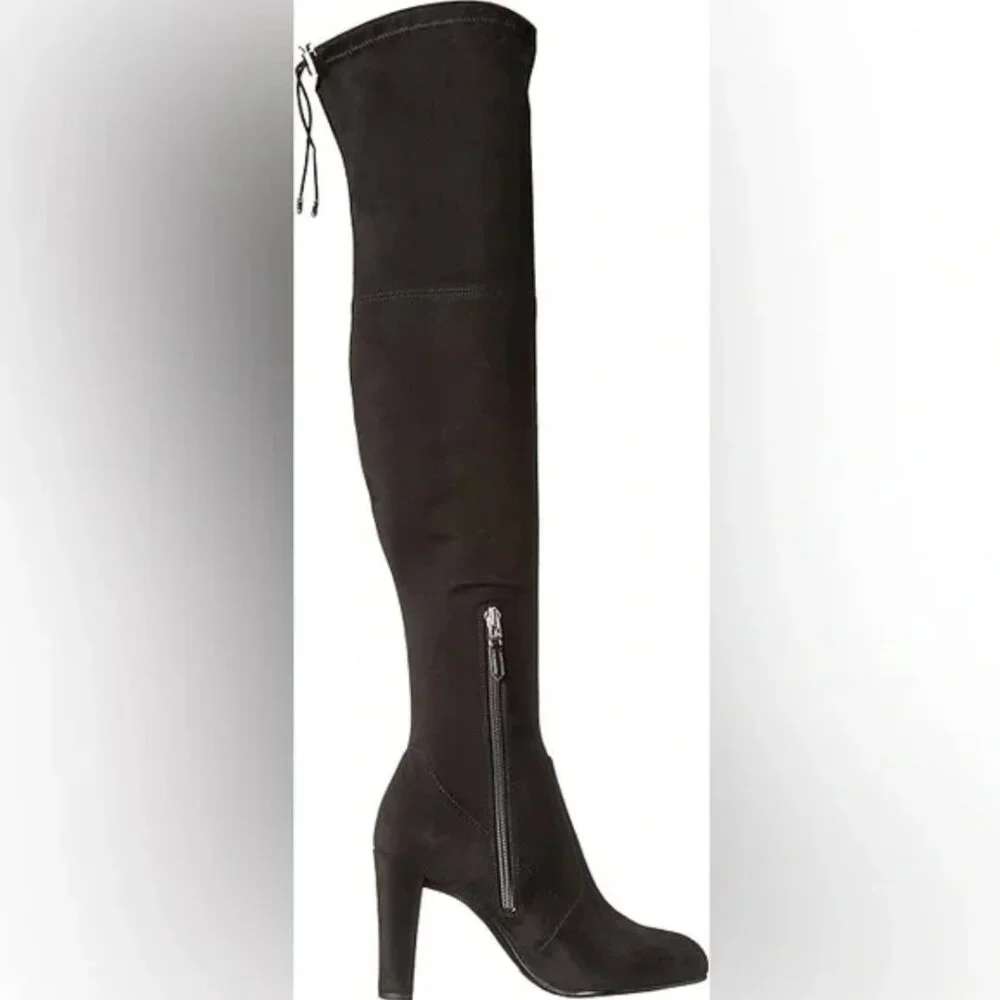 Sam Edelman Black Kent Faux Suede Over the Knee Heeled Boots Size 10